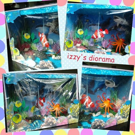 Ocean Diorama Project Under The Sea, Ocean Diorama, Biomes Project, Aquarium Craft, Habitats Projects, Under The Sea Crafts, Ocean Habitat, Ocean Projects, Ocean Kids