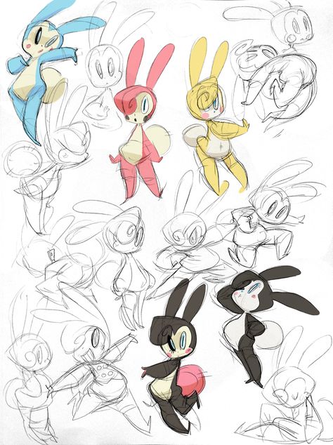 . Stuffed Animal Character Design, Anthro Rabbit Character Design, Bunny Character Design, Rabbit Character, Cartoon Style Drawing, Character Graphic, Cartoon Sketches, Art Tutorials Drawing, Aliens