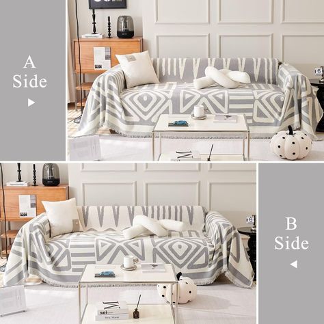 【Material】The boho sofa slipcover is made of chenille, fur-resistant skin-friendly, breathable, comfortable, shrink resistant, fade resistant and easy care. Boho Couch Cover, Boho Couch, Oversized Couch, Boho Couches, Couch Slipcover, Futon Cover, Boho Sofa, House Organization, Cushion Couch