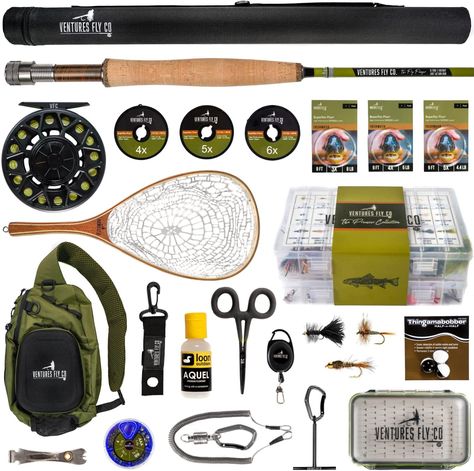 Ventures Fly Co. | Starter Packages | 23 Fly Fishing Accessories Complete Gear Combo | Perfect Beginner Kit | Includes Rod, Reel, Line, Flies, Leader, Tippet, Forceps, Nipper, Floatant & Net As an Amazon Associate I earn from qualifying purchases Fly Fishing Accessories, Fly Repellant, Fly Fishing Gear, Fly Fisherman, Fishing Kit, Sling Pack, Fishing Guide, Weekend Warrior, Fly Rods