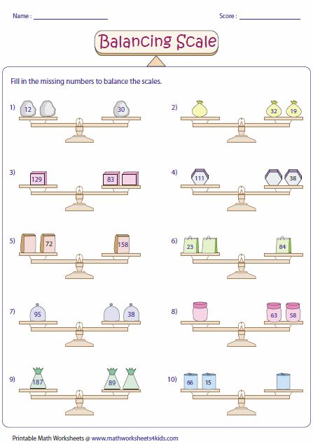 Balancing Scale Addition Balancing Scale, Balanced Math, Balance Scale, Solving Equations, Printable Math Worksheets, Addition Worksheets, Kids Math Worksheets, Check And Balance, Science Worksheets