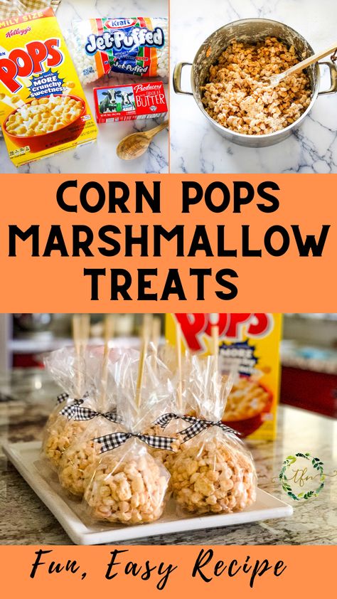 Corn Pops Cereal Treats, Cereal Balls Recipe, Pops Cereal Recipes, Corn Pops Cereal Recipes, Fall Festival Foods To Sell, Caramel Marshmallow Rice Crispy Balls, Corn Pops Treats, Popcorn Jello, Puff Corn Recipes