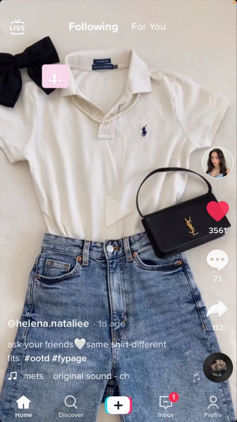 How To Style A White Polo Shirt Women, Polo Tshirt Women Formal Outfit, White Polo T Shirt Outfit Women, Polo Shorts Outfit Women's, County Club Outfits, Old Money Outfits Pants, Old Money Outfits Jeans, How To Style A Polo Shirt Women, White Polo Shirt Outfit Women's