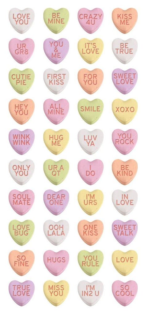 Heart Candies Puffy Stickers - Ellie and Piper Valentines Invitations, Sweetheart Candy, Candy Stickers, Scrapbook Printing, Conversation Hearts, Paper House, Scrapbook Book, Scrapbook Stickers Printable, Puffy Stickers