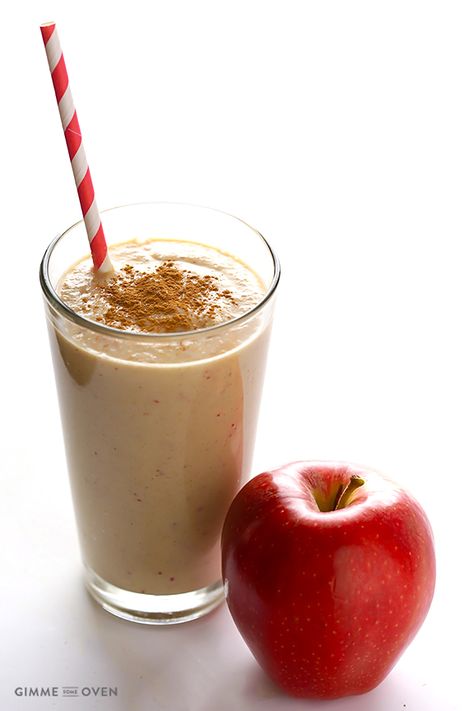 Apple Pie Protein Smoothie -- it's quick, easy, made with everyday ingredients, and so tasty! | gimmesomeoven.com #glutenfree Low Sugar Protein Shakes, Healthy Apple Pie Smoothie, Protein Powder Smoothie Recipes, Protein Powder Smoothie, Healthy Apple Pie, Apple Pie Smoothie, Smoothie Recipes With Yogurt, Apple Smoothie, Protein Smoothies