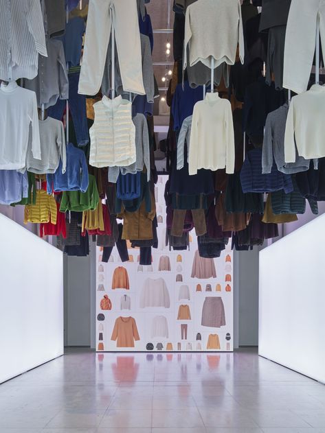 Pentagram designs a major new exhibition for Japanese clothing brand, UNIQLO | Creative Boom Immersive Exhibition, Uniqlo Outfit, Japanese Clothing Brands, Pentagram Design, Clothing Displays, Japanese Clothing, London Design Festival, Advertising Material, Installation Design