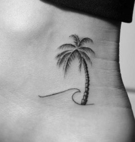 Sea Turtle Palm Tree Tattoo, Wave Palm Tree Tattoo, Fine Line Palm Tree Tattoo, Palm Tree Tattoo Design, Traveling Tattoos, Fl Tattoo, Charm Bracelet Tattoo, Beach Tattoos, Turtle Tattoo Designs