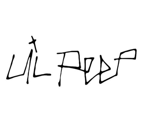 lil peep Lil Peep Tattoo, Peep Tattoo, Tattoo Font, Name Tattoo, Hello Kitty, Kitty, White, Black