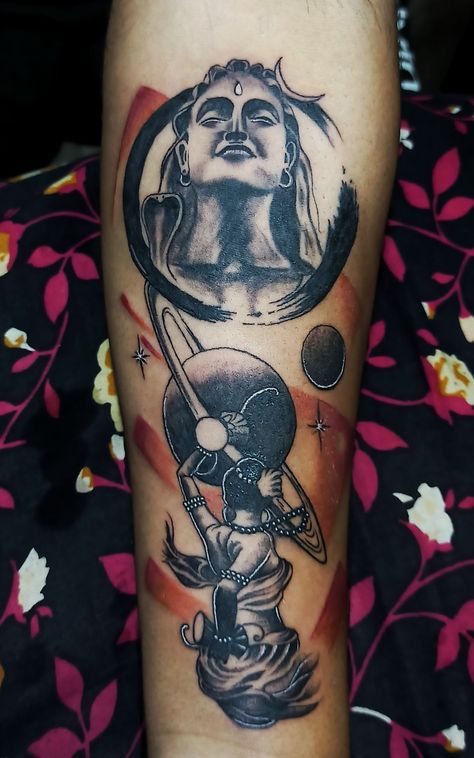 Shiva Parvati Tattoos For Men, Angry Lord Shiva Tattoo Design, Shiv Shakti Tattoo Design, Shivaay Tattoo, Ardhanarishvara Shiva Shakti Tattoo, Shiva Parvati, Shiva Tattoo Design, Red Tattoo, Shiva Parvati Images