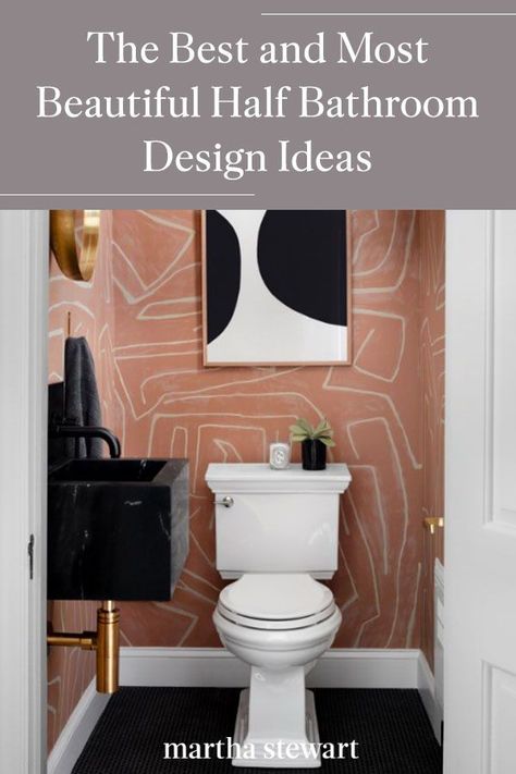 Tiny Powder Room Ideas, Modern Half Bathroom, Half Bathroom Design Ideas, Half Bathroom Design, Tiny Half Bath, Powder Room Paint, Small Half Bathroom, Small Half Bath, Tiny Powder Room