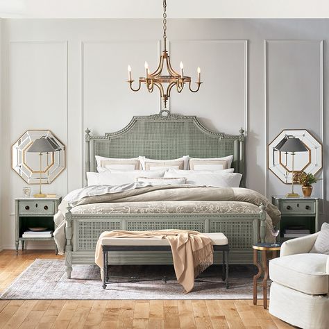 Home + Style - Frontgate French Cane Bed, Camilla Frances, French Provincial Bedroom, French Style Bedroom, Wedding Bed, Cane Bed, White Rattan, French Bed, French Bedroom