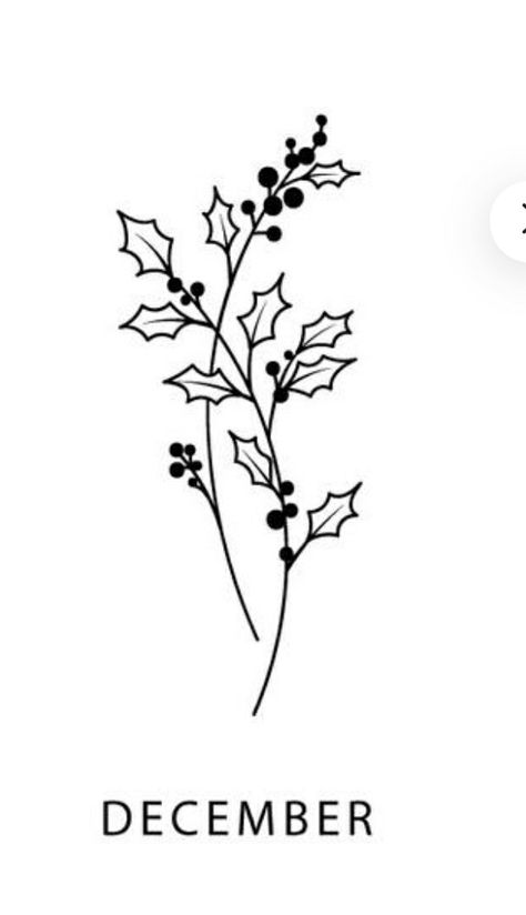 Small Holly Tattoo, Simple Holly Tattoo, Holly Berry Tattoo Simple, Holly Leaves Tattoo, Tiny Christmas Tattoo, Holly Line Drawing, Christmas Tatoos Ideas, Holly Drawing Simple, Poinsetta Tattoo Design