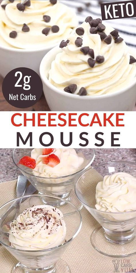 Keto Recipes With Cream Cheese, Keto Mousse, Recipes With Cream Cheese, Cheesecake Mousse Recipe, Cheesecake Keto, Sugar Free Cheesecake, Sugar Free Pudding, Low Carb Low Fat Recipes, Fruit Sauce