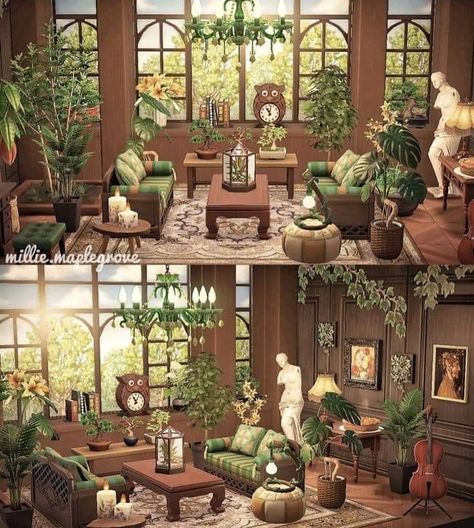 Acnh Room Design, Acnh Cottagecore House, Acnh Living Rooms Ideas, Cottagecore Animals, Cottagecore Animal Crossing, Terrific Tuesday, Acnh Cottagecore, Animal Crossing 3ds, Happy Home Designer