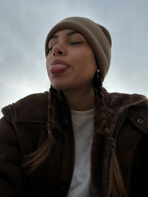 Beanie And Braids, Beanie With Braids, Colorado Girl, Snow Trip, Two Braids, Makeup Inspo, Box Braids, Beanie Hats, Colorado