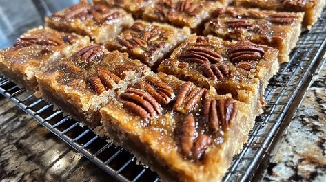 Indulge in our easy and delicious Lazy Girl Pecan Pie Bars! Perfect for a quick dessert that everyone will love. Try them today! Lazy Girls Pecan Pie Bars, Lazy Girl Pecan Bars, Lazy Girl Pecan Pie Bars, Cookie Dough Crust, Pecan Bars Recipe, Pecan Pie Bars Easy, Pecan Pie Cookies, Cookie Bars Easy, Pecan Pies