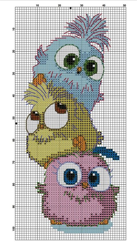 فن النسيج, Cross Stitch Owl, Cross Stitch Silhouette, Free Cross Stitch Patterns, Owl Cross Stitch, Animal Knitting Patterns, Cross Stitch For Kids, Cat Cross Stitch Pattern, Animal Cross Stitch Patterns