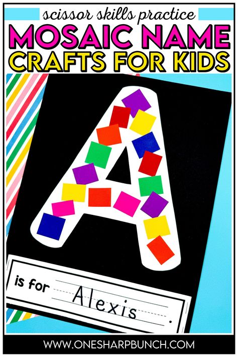 Strengthen fine motor skills and name recognition with these adorable name crafts for preschool and kindergarten! These name crafts for kids are great for practicing scissor skills, hand-eye coordination and gluing skills. Plus, these name activities are perfect for your back to school activities and back to school bulletin boards. Pair these name practice activities with any books about names. Use these back to school crafts during the first week of school to sequence the letters in your name! Preschool My Name Activities, Kindergarten Fine Motor Crafts, Welcome Crafts Preschool, Getting To Know You Preschool Crafts, Hand Tracing Craft, Name Tracing Activities Preschool, Letter Name Activities Kindergarten, Letters In Name Activities, Crayon Name Craft Preschool