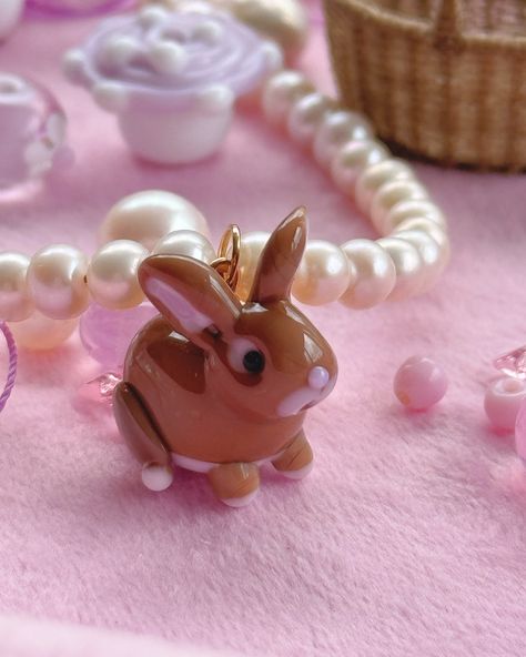 Some of our dreamy custom bunnies to brighten your Sunday 💞 Bunny Jewelry, Custom Bunny, Glass Diy, Glass Charms, July 7, Picnic Blanket, Porcelain, Charms, Baby Shower