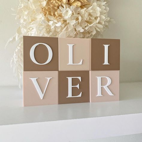 Neutral Blocks Sweet neutral Letter Blocks for little Oliver. A colour set that goes with any nursery & grows with them. Featured colours Craft Brown & Fair Skin with White 🤎🤍 Shop on our website now ✨ #3d #baby #blocks #babynames #babyblocks #personalisedbabygifts #personalisedbabygift #babyboy #neutralbaby #neutralnursery #bohobaby #cute #love #boymum #nursery #nurserydecor #namereveal #birthannouncement #pregnancy #pregnant #mumtobe #christmasgift #smallbusiness #3dprinting #ariandarlo Letter Blocks, Colour Set, Baby Blocks, Color Crafts, Fair Skin, Block Lettering, Personalized Baby Gifts, Boho Baby, Nursery Neutral