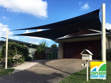 Shade Sail Installation, Modern Carport, Driveway Patio, Home Pool, Car Shade, Carport Designs, Car Protection, Shade Sails, Shade Canopy