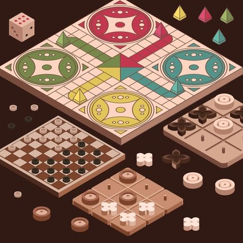 Isometric Board Game, Board Game Logo, Board Game Illustration, Board Game Collection, Board Game Themes, 2023 Board, Best Banner Design, Checkers Game, Board Game Design