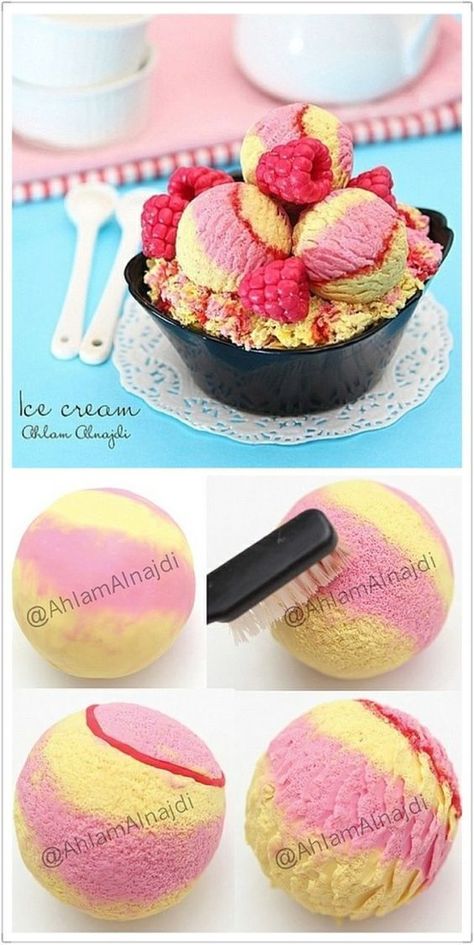 Ice Cream Polymer Clay, Clay Ice Cream, Polymer Clay Kunst, Crea Fimo, Diy Fimo, 귀여운 음식 그림, Tanah Liat, Polymer Clay Diy, Cute Polymer Clay