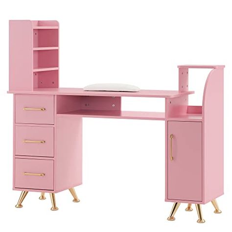 Nail Desks, Desk Salon, Manicure Desk, Dressing Station, Salon Desk, Salon Storage, Beauty Desk, Sofia Ferreira, Nail Desk