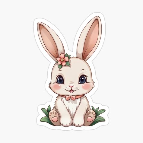 Get my art printed on awesome products. Support me at Redbubble #RBandME: https://www.redbubble.com/i/sticker/Cute-Rabbit-baby-animal-animals-for-kids-pink-rabbit-bunny-rabbit-cute-rabbit-rabbit-lover-cartoon-bunny-rabbit-art-rabbit-art-by-AnastasiaElsieM/161199736.JCQM3?asc=u Cute Bunny Stickers, Lover Cartoon, Bunny Rabbit Art, Rabbit Sticker, Bunny Stickers, Art Rabbit, Sticker Design Inspiration, Rabbit Rabbit, Rabbit Lover