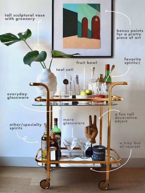 Ice Bucket Bar Cart, Creative Bar Cart Ideas, Modern Bar Cart Ideas, Bartesian Cocktail Maker Bar Cart, Coin Bar Salon, Bar Cart Inspo, Ikea Bar Cart, Bar Cart Inspiration, Perfect Bar Cart