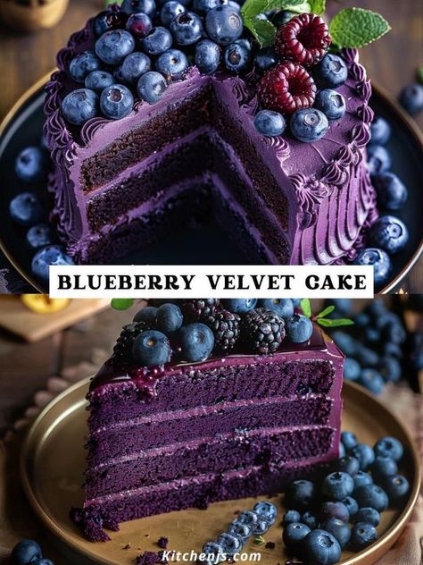 Purple Velvet Cakes, Blue Velvet Cake, Blue Velvet Cakes, Velvet Cakes, Purple Cakes, Cool Birthday Cakes, Dessert Cupcakes, Velvet Cake, Purple Velvet