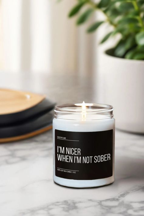 Funny Drinking Candle I'm Nicer When Drinking Humor Alcohol-themed Gift Sassy Alcohol Lover Candle Drunk Humor Candle Witty Drinking Gift - Etsy Drunk Humor, Drinking Gift, Drinking Humor, Container Candles, Candle Containers, Soy Wax Candles, Soy Wax, Bedroom Ideas, Candles