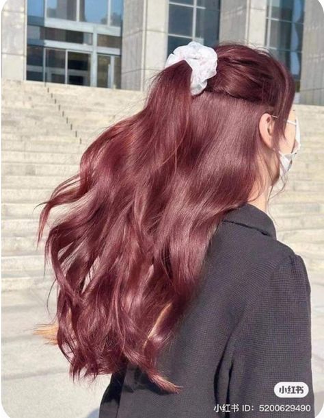 Colored Hair With Brown Roots, Cherry Pink Brown Hair, Pink Lavender Brown Hair, Pink Lavender Hair Color, Dusty Red Hair Color, Lavender Red Hair, Rose Red Hair Color, Red Lavender Hair, Brown Hair Dyed Pink