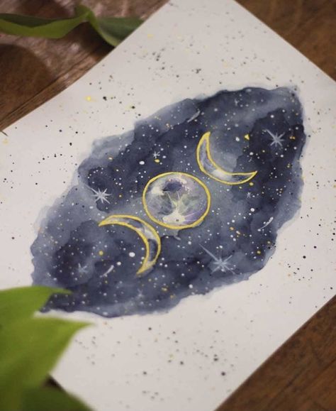 Psychic Art, Pieces Of Me, Sketches Doodles, Creative Creations, Art Sketches Doodles, Art Moon, Watercolor Art Paintings, Colour Painting, Galaxy Painting