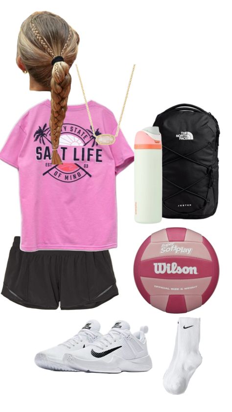 Volleyball, preppy, Beach Volleyball Aesthetic Outfits, Volleyball Fits Practice, Volleyball Tryouts Outfits, What To Wear To Volleyball Practice, Volleyball Aesthetic Outfits, Life Restart, Outfits For Volleyball, Volleyball Girls Outfits, Volleyball Practice Outfits