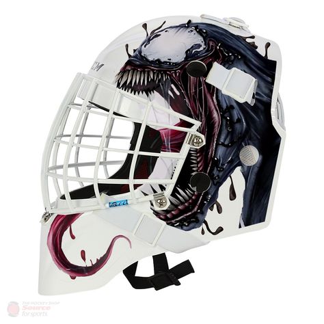 Marvel Venom goalie mask design concept art for printed vinyl. Mask Design Concept, Mask Design Art, Hockey Diy, Nhl Goalie, Goalie Gear, Punisher Logo, Ducks Hockey, Helmet Designs, Bucket Ideas