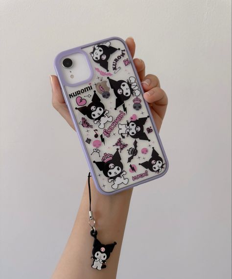 Kuromi sanrio phone case aesthetic Kuromi Phone Case Diy, Sanrio Phone Case Diy, Kuromi Iphone Case, Sanrio Phone Case, Kuromi Phone Case, Sanrio Phone, Kuromi Aesthetic, Phone Cover Stickers, Clear Phone Case Design