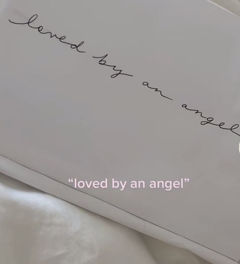 Loved By Angels Tattoo, Angel Text Tattoo, Angel Writing Tattoo, Loved By An Angel Tattoo, Angel Tattoo Word Fonts, Angel Quote Tattoo, My Angel Is Always With Me Tattoo, Angel Tattoo Arm, Guardian Angel Tattoo