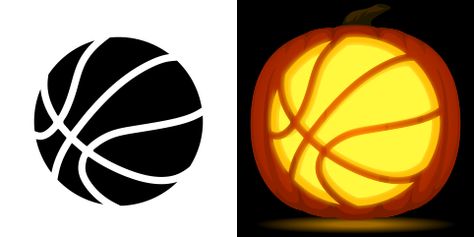 Pumpkin Carving Ideas Basketball, Sports Pumpkin Carving Ideas, Pumpkin Carving Ideas Sports, Basketball Pumpkin Carving, Basketball Pumpkin, Jack Skellington Pumpkin Carving, Halloween Pumpkins Carvings Designs, Pumpkin Carving Stencils Templates, Winter Dates