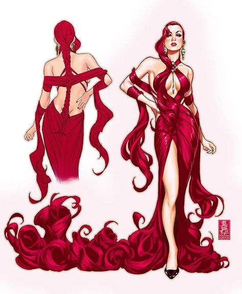 Inhumans' Medusa's Hair Becomes a Jaw-Dropping Hellfire Gala Gown in Fan Art by Mark Brooks Fashion Aestethic, Medusa Marvel, Hellfire Gala, Medusa Hair, Mark Brooks, Dress Reference, Drag Queen Outfits, Gala Gown, Bd Art