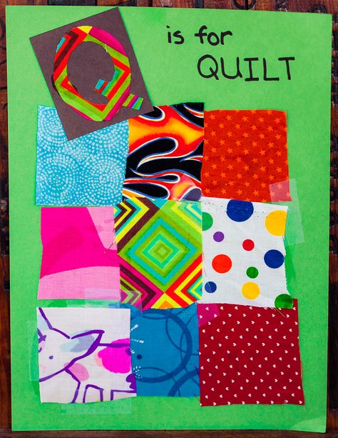 Q is for Quilt.  They enjoyed this so much that they each made a little quilt craft for themselves, too. Letter Q Art Preschool, Quilt Craft Preschool, Q Is For Quilt, Letter Q Crafts, Pirate Preschool, Letter D Crafts, Alphabet Crafts Preschool, Letter Crafts, Preschool Alphabet