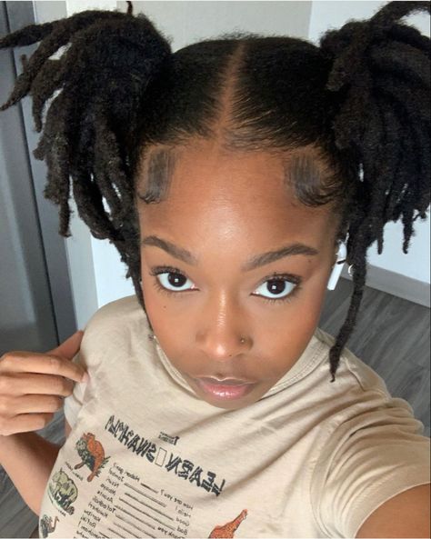 Slick Loc Styles, Slick Back Locs, Plaits Hairstyles Black Natural, Styling Short Locs, Plaits Hairstyles Black, Girls With Locs, Loc Ponytail, Natural Hair Maintenance, Short Dreadlocks Styles