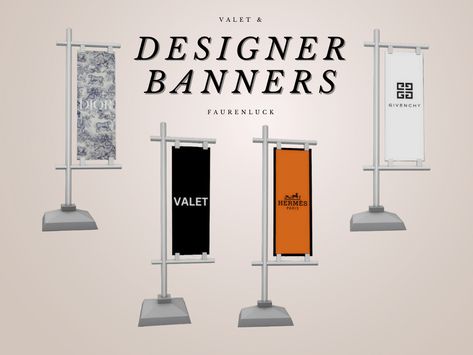 VALET AND DESIGNER STORE FLOOR BANNERS Sims 4 Chanel Cc Decor, Sims 4 Signs, Sims 4 Retail Store Cc, Sims 4 Louis Vuitton Cc, Sims 4 Retail Cc, Sims 4 Decor Cc, Sims 4 Decor, Sims Aesthetic, Sims 4 Cas Background