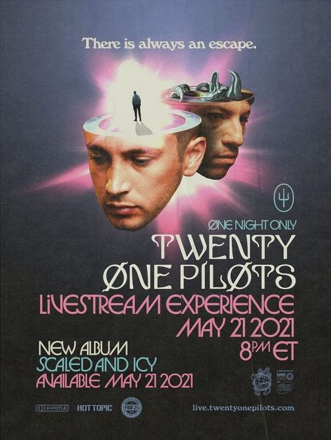 Twenty One Pilots Poster, Scaled And Icy, Tyler Y Josh, Twenty One Pilots Wallpaper, Twenty One Pilots Aesthetic, Tyler And Josh, 21 Pilots, Tyler Joseph, Tour Posters