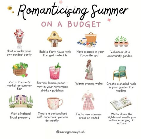 Romanticizing Summer, Summer Writing, Hygge Life, Spring Activities, Bucket Lists, Mind Body And Soul, Spring Inspiration, Self Care Activities, Mental And Emotional Health