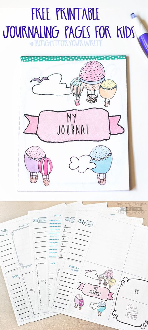 Got little ones struggling with their handwriting?  Why not make practicing fun with these free printable journaling pages for kids!  (Plus learn how to easily bind the pages into a notepad.) Bullet Journal For Kids, Biscuit Breakfast, Printable Journal Pages, Journaling Notebook, Summer Journal, Journaling Pages, Waldorf Salad, Crafty Mom, Printables Free Kids