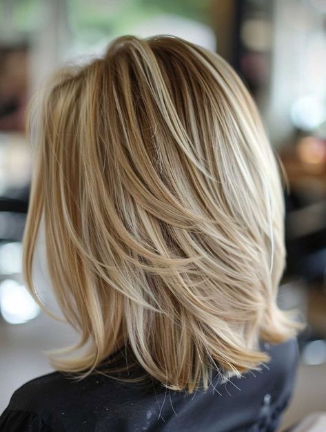 13 Layered Blonde Haircuts Your Hairstylist Will Approve Too Medium Long Blonde Hair, Short Blonde Hair With Layers, Layered Bob Hairstyles For Fine Hair, Layered Blonde, Blonde Layered Hair, Blonde Haircuts, Layered Bob Hairstyles, Blonde Hair Inspiration, Bob Hairstyles For Fine Hair