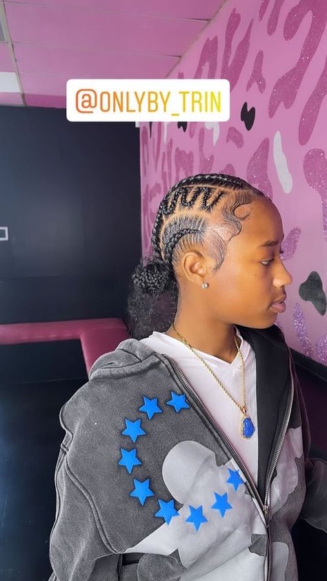 Two Bun Feed Ins, Straight Back Feed In Braids With Two Buns, Feed Ins Into A Bun, Canerow Hairstyles, Feed In Braids Bun, Birthday Braids, Hairstyles Wig, Cornrows With Box Braids, Baby Girl Hairstyles Curly