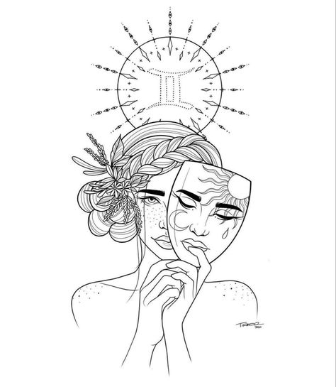 Tattoo Ideas Zodiac Signs, Tattoo Ideas Zodiac, Tattoo Line Art, Gemini Tattoo Designs, Gemini Art, Choose Her, Gemini Tattoo, Goddess Tattoo, Forearm Tattoo Design