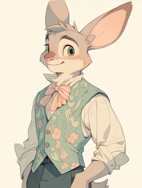 Rabbit Gunslinger, Big Cat Character Design, Bunny Character Design Male, Rabbit Fursona Art, Harengon Bard, Rabbit Concept Art, Rabbit Fursona, Bunny Fursona, Rabbit Character Design